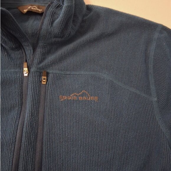 Eddie Bauer Pullover Sweatshirt Mens Sz TL Blue Green 1/4 Zip Pockets Fleece - Picture 4 of 9